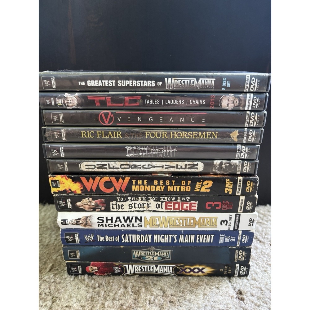 WWE DVD Lot of 12 Wrestling WrestleMania Monday Nitro Edge Shawn Michaels Flair
